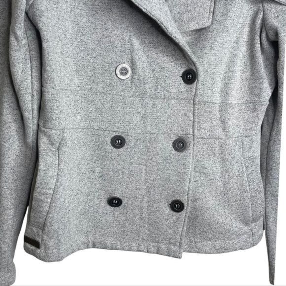 Element Long Sleeve Gray Knit Double Breasted Pea Coat Size Medium - Picture 2 of 8